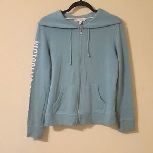 Vintage Victoria Secret Zip-Up Logo Hoodie Soft Blue Women's Size Small